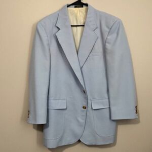 USED Men's TropiCool Long Sleeve Button Down Suit Jacket Color Blue Size 42L